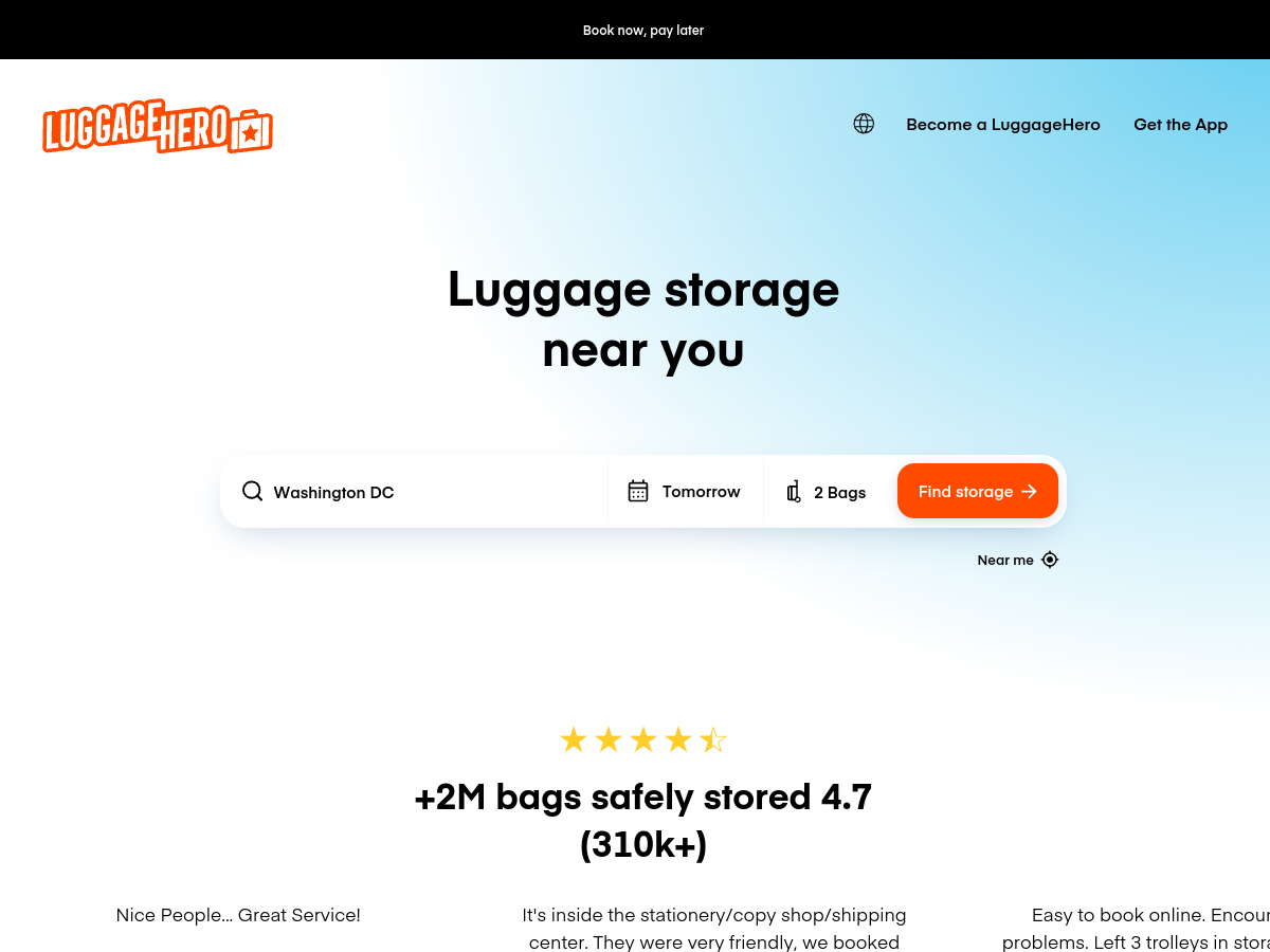 Podgląd strony oryginalnego biznesu LuggageHero