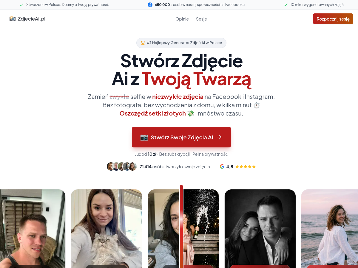 Podgląd strony oryginalnego biznesu ZdjecieAI.pl